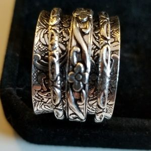 Sterling silver wide band spinner ring sz10